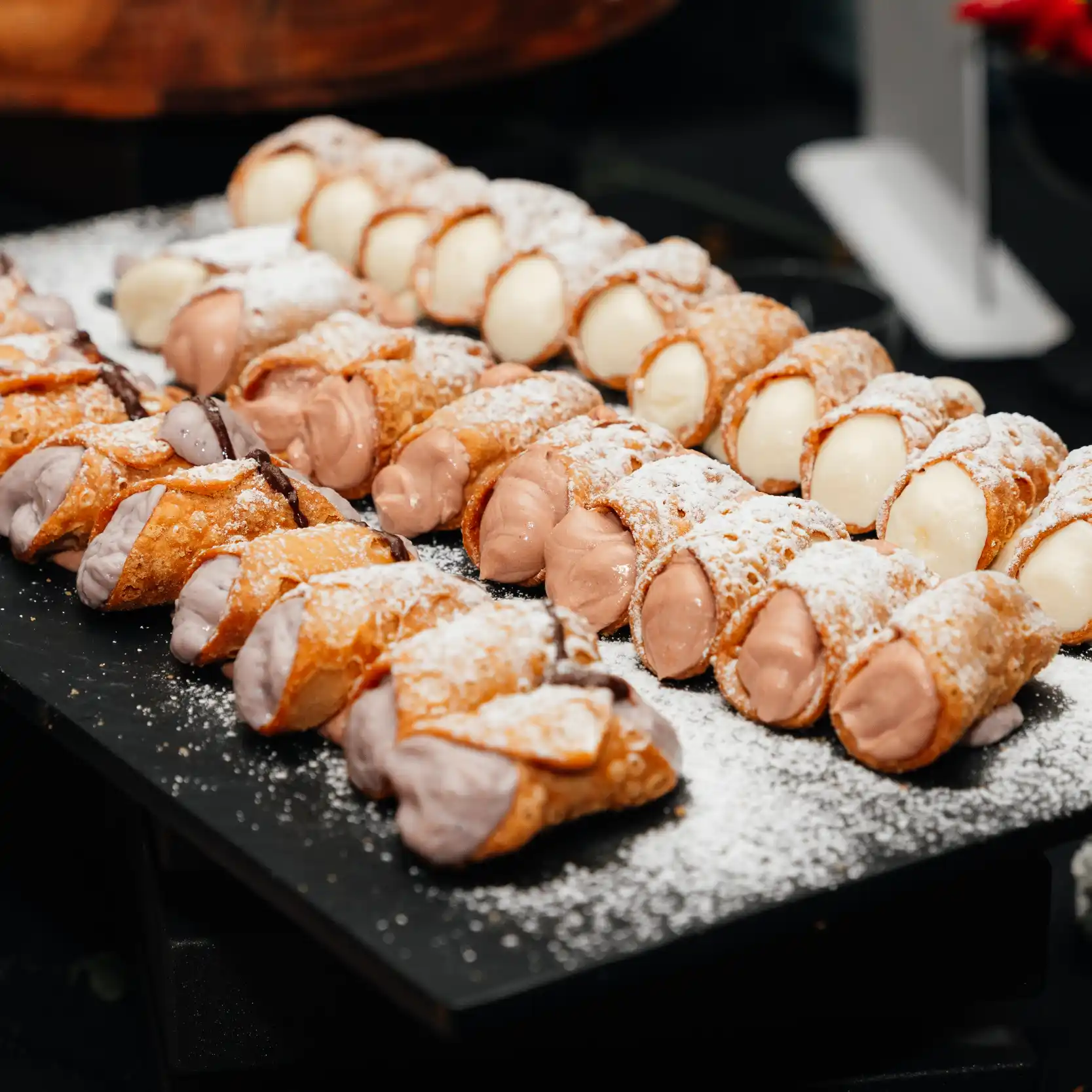 Italian canolis with different fillings.