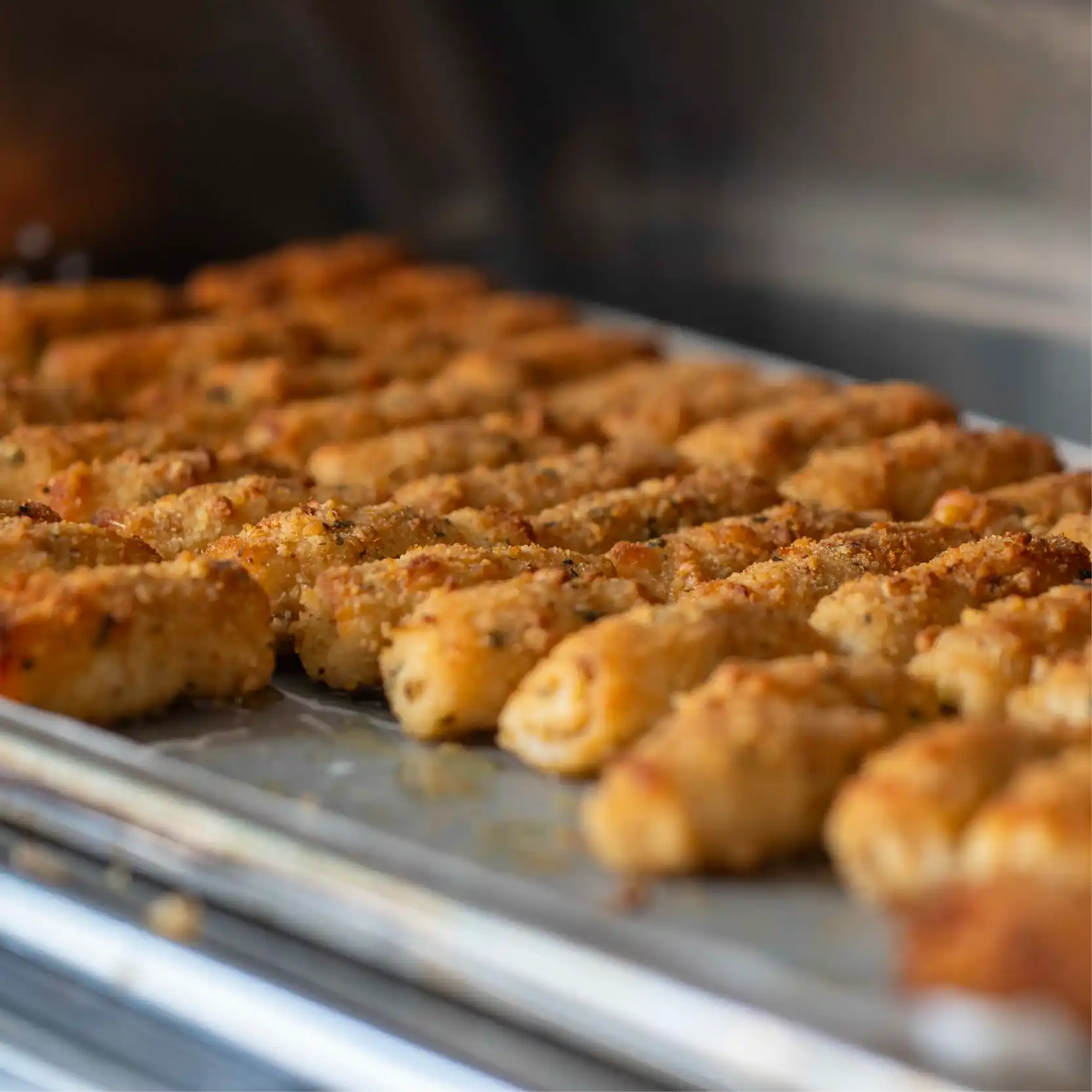 Close up shot on Italian dessert, gold crispy in the oven
